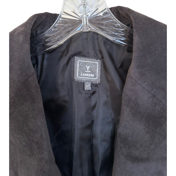 Y-LONDON Women's Jacket One Button Long Sleeve Cotton Size L Gray - Picture 3 of 8